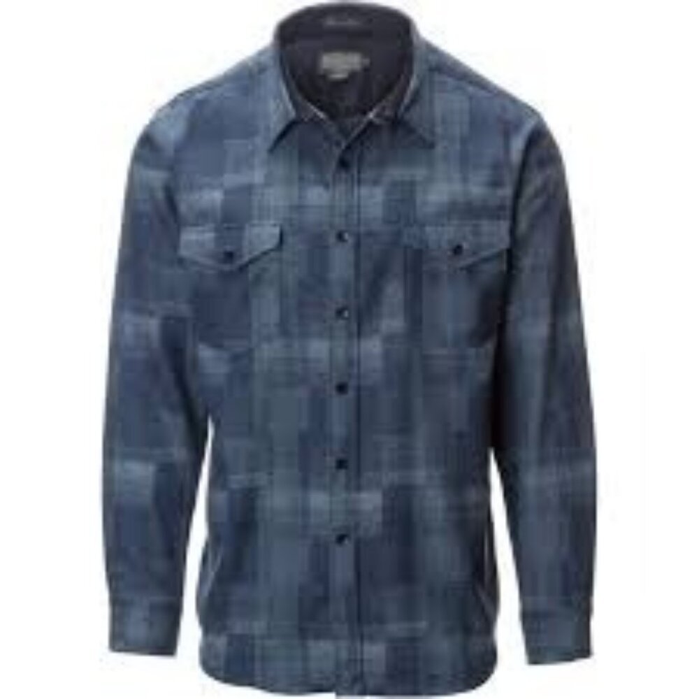 Pendleton Thomas Kay Mens Shirt Size L Indigo Wool Boro Patchwork Collar Casual